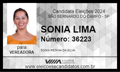 Candidato SONIA LIMA 2024 - SÃO BERNARDO DO CAMPO - Eleições