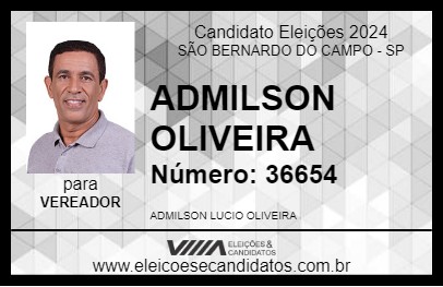 Candidato ADMILSON OLIVEIRA 2024 - SÃO BERNARDO DO CAMPO - Eleições