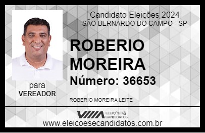 Candidato ROBERIO MOREIRA 2024 - SÃO BERNARDO DO CAMPO - Eleições