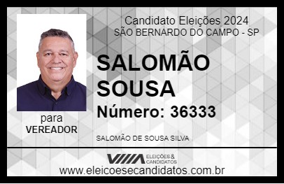 Candidato SALOMÃO SOUSA 2024 - SÃO BERNARDO DO CAMPO - Eleições