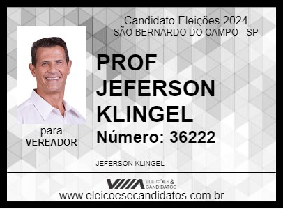 Candidato PROF JEFERSON KLINGEL 2024 - SÃO BERNARDO DO CAMPO - Eleições