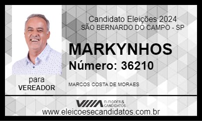 Candidato MARKYNHOS 2024 - SÃO BERNARDO DO CAMPO - Eleições