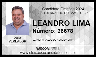 Candidato LEANDRO LIMA 2024 - SÃO BERNARDO DO CAMPO - Eleições