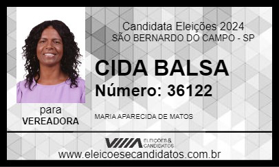 Candidato CIDA BALSA 2024 - SÃO BERNARDO DO CAMPO - Eleições