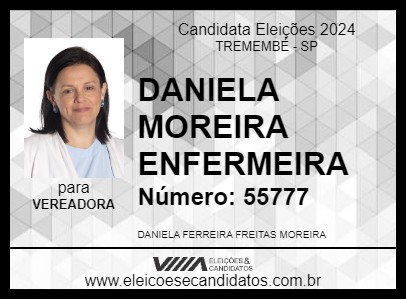 Candidato DANIELA MOREIRA ENFERMEIRA 2024 - TREMEMBÉ - Eleições