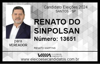 Candidato RENATO DO SINPOLSAN 2024 - SANTOS - Eleições