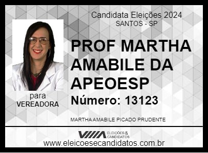 Candidato PROF MARTHA AMABILE DA APEOESP 2024 - SANTOS - Eleições