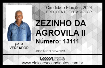 Candidato ZEZINHO DA AGROVILA II 2024 - PRESIDENTE EPITÁCIO - Eleições