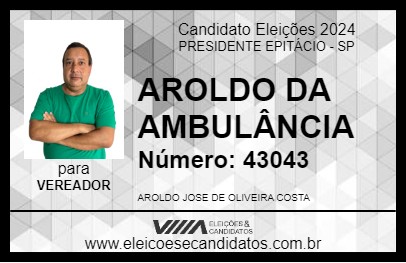 Candidato AROLDO DA AMBULÂNCIA 2024 - PRESIDENTE EPITÁCIO - Eleições