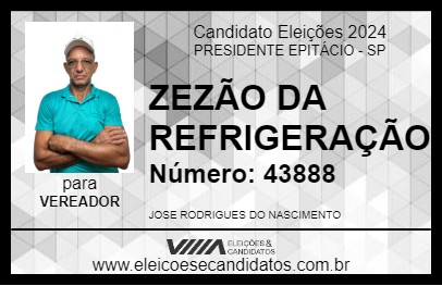 Candidato ZEZÃO DA  REFRIGERAÇÃO 2024 - PRESIDENTE EPITÁCIO - Eleições