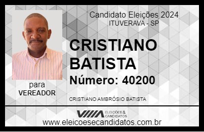 Candidato CRISTIANO BATISTA 2024 - ITUVERAVA - Eleições