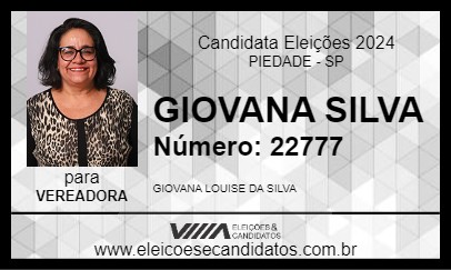 Candidato GIOVANA SILVA 2024 - PIEDADE - Eleições