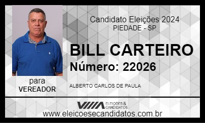 Candidato BILL CARTEIRO 2024 - PIEDADE - Eleições