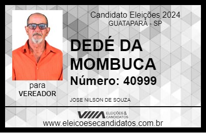 Candidato DEDÉ DA MOMBUCA 2024 - GUATAPARÁ - Eleições