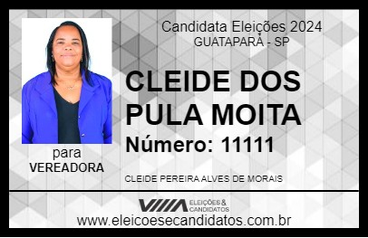 Candidato CLEIDE DOS PULA MOITA 2024 - GUATAPARÁ - Eleições