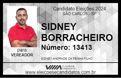 Candidato SIDNEY BORRACHEIRO 2024 - SÃO CARLOS - Eleições