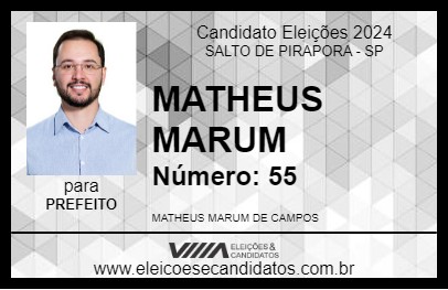 Candidato MATHEUS MARUM 2024 - SALTO DE PIRAPORA - Eleições