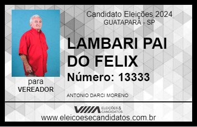 Candidato LAMBARI PAI DO FELIX 2024 - GUATAPARÁ - Eleições