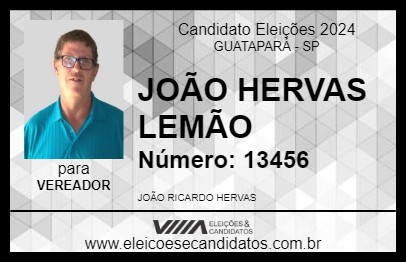 Candidato JOÃO HERVAS LEMÃO 2024 - GUATAPARÁ - Eleições