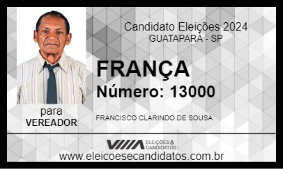 Candidato FRANÇA 2024 - GUATAPARÁ - Eleições