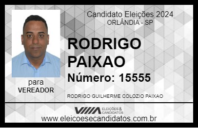 Candidato RODRIGO PAIXAO 2024 - ORLÂNDIA - Eleições