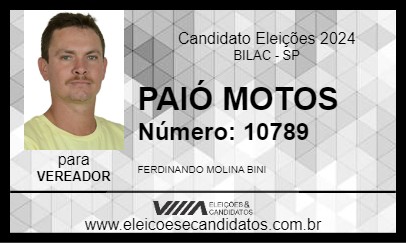 Candidato PAIÓ MOTOS 2024 - BILAC - Eleições