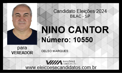 Candidato NINO CANTOR 2024 - BILAC - Eleições