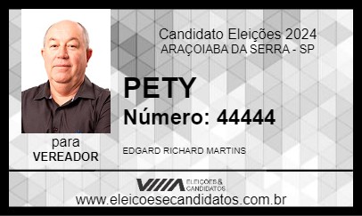 Candidato PETY 2024 - ARAÇOIABA DA SERRA - Eleições