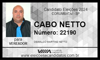 Candidato CABO NETTO 2024 - CORUMBATAÍ - Eleições