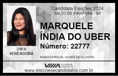 Candidato MARQUELE ÍNDIA DO UBER 2024 - SALTO DE PIRAPORA - Eleições