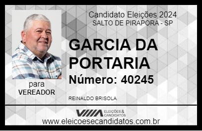 Candidato GARCIA DA PORTARIA 2024 - SALTO DE PIRAPORA - Eleições