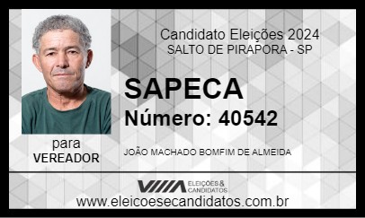 Candidato SAPECA 2024 - SALTO DE PIRAPORA - Eleições