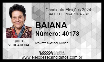 Candidato BAIANA 2024 - SALTO DE PIRAPORA - Eleições