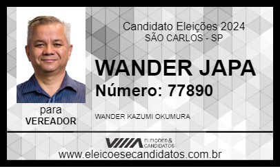 Candidato WANDER JAPA 2024 - SÃO CARLOS - Eleições