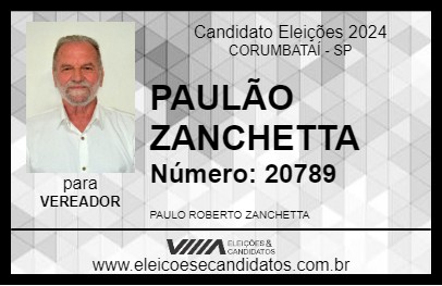 Candidato PAULÃO ZANCHETTA 2024 - CORUMBATAÍ - Eleições