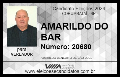 Candidato AMARILDO DO BAR 2024 - CORUMBATAÍ - Eleições