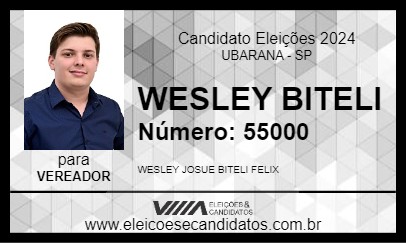 Candidato WESLEY BITELI 2024 - UBARANA - Eleições