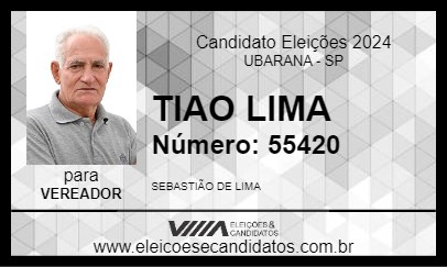 Candidato TIAO LIMA 2024 - UBARANA - Eleições