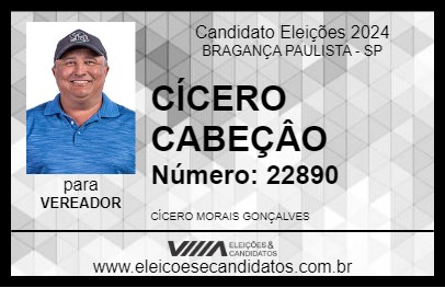 Candidato CÍCERO CABEÇÂO 2024 - BRAGANÇA PAULISTA - Eleições