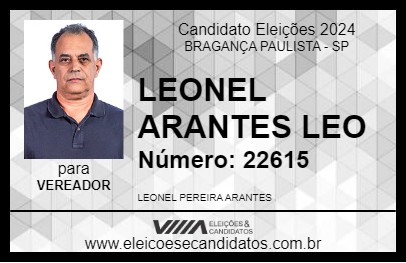 Candidato LEONEL ARANTES LEO 2024 - BRAGANÇA PAULISTA - Eleições