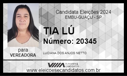 Candidato TIA LÚ 2024 - EMBU-GUAÇU - Eleições