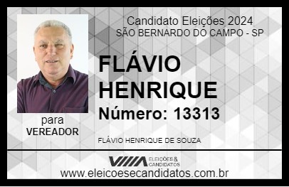 Candidato FLÁVIO HENRIQUE 2024 - SÃO BERNARDO DO CAMPO - Eleições