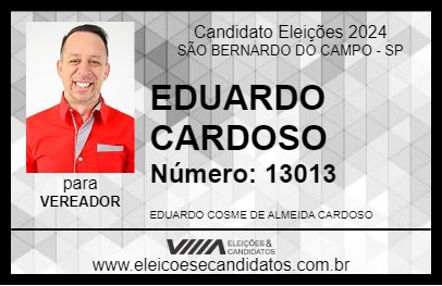 Candidato EDUARDO CARDOSO 2024 - SÃO BERNARDO DO CAMPO - Eleições