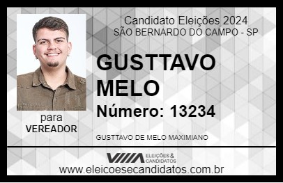 Candidato GUSTTAVO MELO 2024 - SÃO BERNARDO DO CAMPO - Eleições