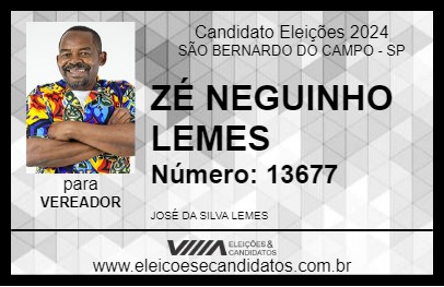 Candidato ZÉ NEGUINHO LEMES 2024 - SÃO BERNARDO DO CAMPO - Eleições