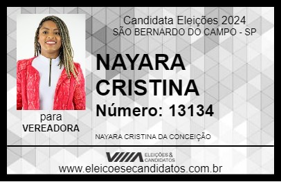 Candidato NAYARA CRISTINA 2024 - SÃO BERNARDO DO CAMPO - Eleições