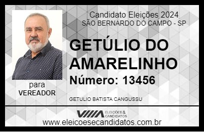 Candidato GETÚLIO DO AMARELINHO 2024 - SÃO BERNARDO DO CAMPO - Eleições