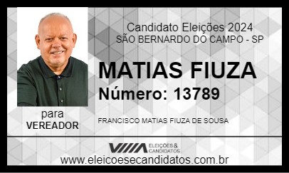 Candidato MATIAS FIUZA 2024 - SÃO BERNARDO DO CAMPO - Eleições