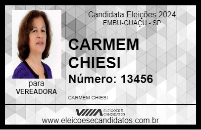 Candidato CARMEM CHIESI 2024 - EMBU-GUAÇU - Eleições