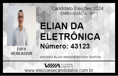 Candidato ELIAN DA ELETRÔNICA 2024 - EMBU-GUAÇU - Eleições